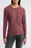 Loveappella Rib Tank & Shrug Set In Wine