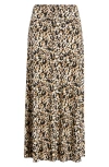 Loveappella Roll Top Leopard Print Maxi Skirt In Brown