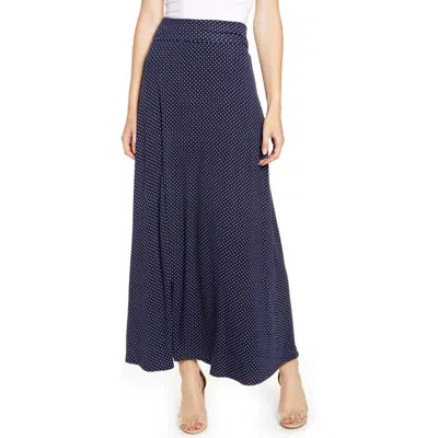 Loveappella Roll Top Maxi Skirt In Navy/ivory