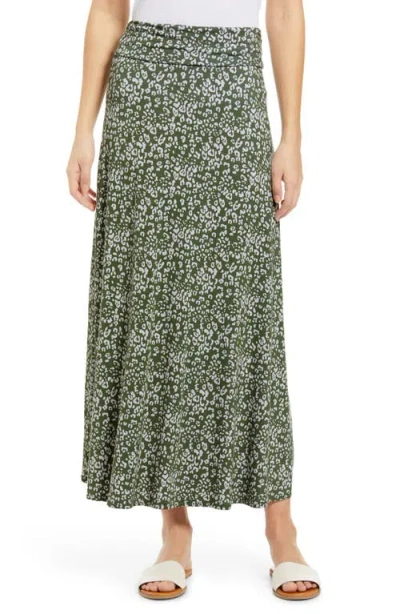Loveappella Roll Top Maxi Skirt In Sage/ivory