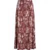 Loveappella Roll Top Printed Maxi Skirt In Brown