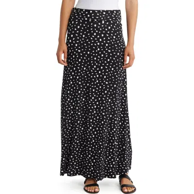 Loveappella Roll Waist Maxi Skirt In Multi