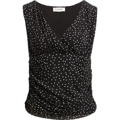 Loveappella Ruched Empire Waist Sleeveless Top In Black