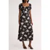 Loveappella Ruched Midi Dress In Black