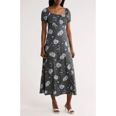 Loveappella Ruched Midi Dress In Green
