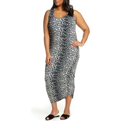 Loveappella Ruched Midi Tank Dress In Gray/black