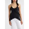 Loveappella Ruffle Crepe Camisole In Black