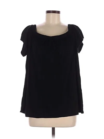 Pre-owned Loveappella Short Sleeve Blouse In Black
