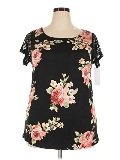 Pre-owned Loveappella Short Sleeve Blouse In Black