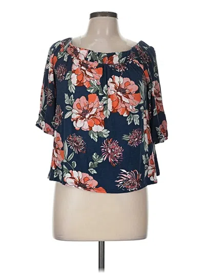 Pre-owned Loveappella Short Sleeve Blouse In Blue