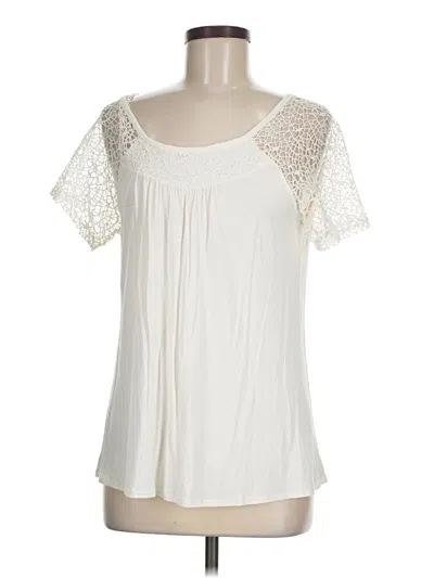 Pre-owned Loveappella Short Sleeve Blouse In Ivory