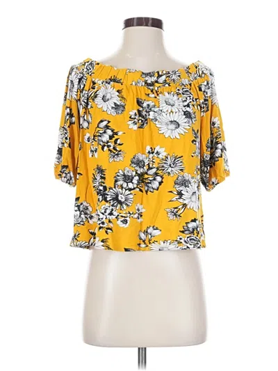 Pre-owned Loveappella Short Sleeve Blouse In Yellow