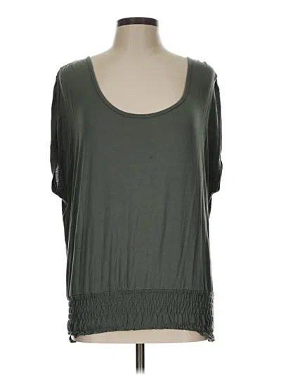 Pre-owned Loveappella Short Sleeve Top Green Scoop Neck Tops
