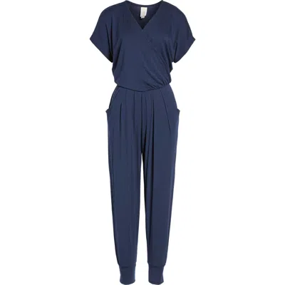 LOVEAPPELLA LOVEAPPELLA SHORT SLEEVE WRAP TOP JUMPSUIT