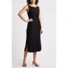 Loveappella Side Tie Sleeveless Midi Dress In Black