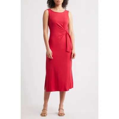 Loveappella Side Tie Sleeveless Midi Dress In Red