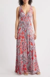 Loveappella Sleeveless Jersey Maxi Dress In Orange