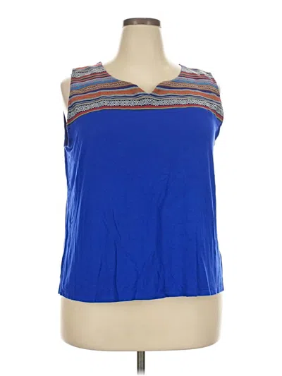 Pre-owned Loveappella Sleeveless Top Blue Scoop Neck Tops