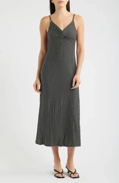 Loveappella Strappy Twist Midi Dress In Black