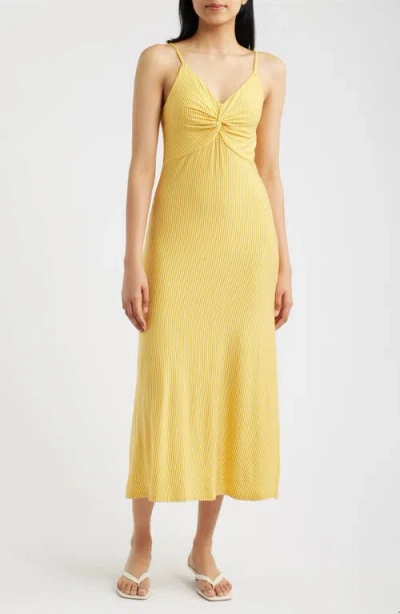 Loveappella Strappy Twist Midi Dress In Yellow