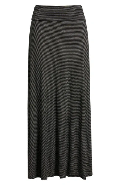 Loveappella Stripe Knit Maxi Skirt In Black