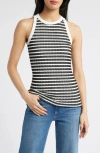 Loveappella Stripe Racerback Tank In Black