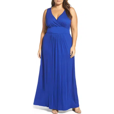 Loveappella Surplice Maxi Dress In Blue