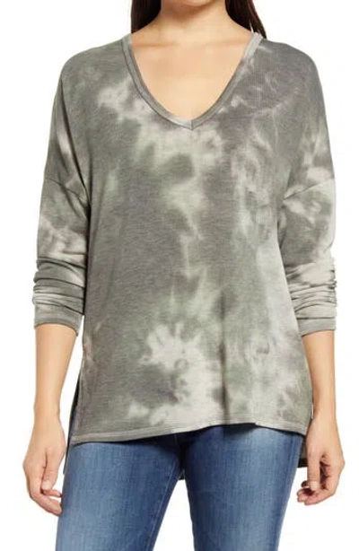 Loveappella Tie Dye Tunic Top In Olive