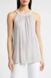 Loveappella Tile Print Knit Tank In Grey Tile