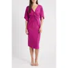Loveappella Twist Front Knit Midi Dress In Pink