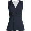 Loveappella Twist Front Sleeveless Top In Blue