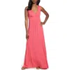 Loveappella V-neck Jersey Maxi Dress In Pink Polish