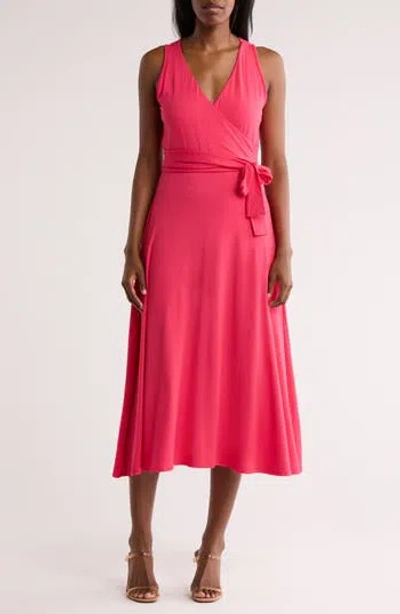 Loveappella Wrap Midi Dress In Pink