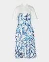 Lovebirds Atom Abstract-print Cotton Midi Shirtdress In White