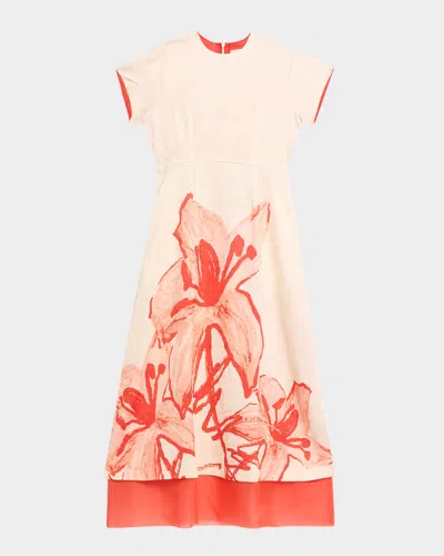 Lovebirds Ayrin Crinkled Floral-print Midi Dress