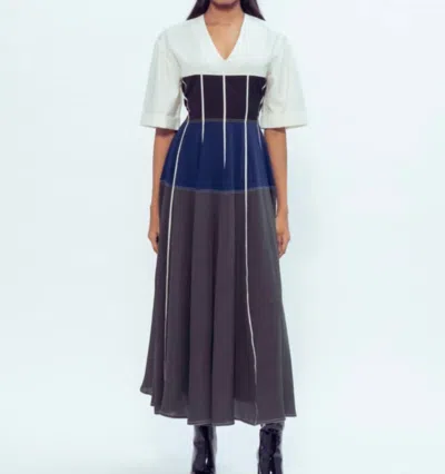 Lovebirds Beatrix Dress In Ivory/onyx/midnight Blue/kale In Multi