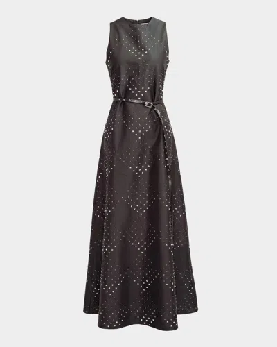 Lovebirds Bennet Diamond-patterned A-line Maxi Dress In Onyx