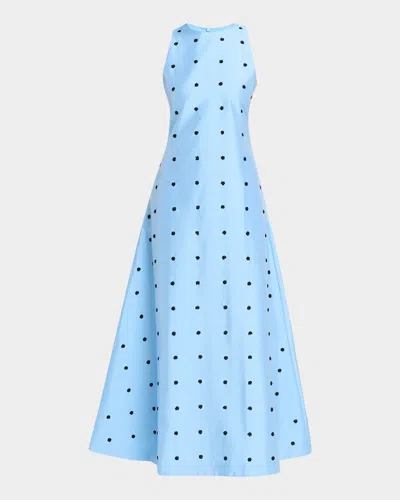 Lovebirds Bennet Sequin Floral Dotted Maxi Dress In Blue