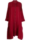 Lovebirds Button-up Wool Midi Dress In Red