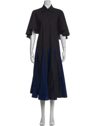 Pre-owned Lovebirds Colorblock Pattern Midi Length Dress In Black