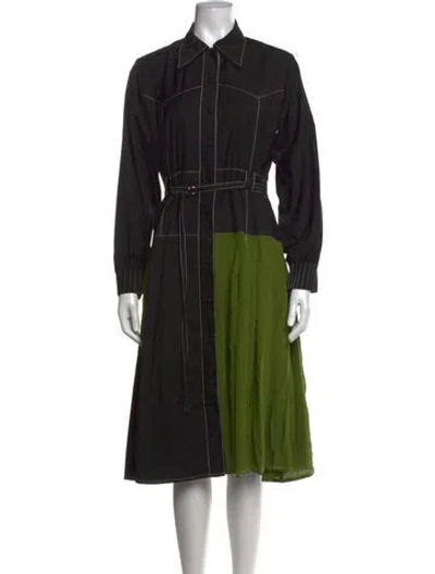 Pre-owned Lovebirds Colorblock Pattern Midi Length Dress In Black