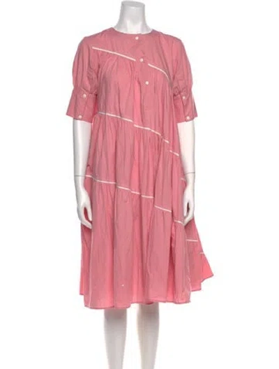 Pre-owned Lovebirds Crew Neck Midi Length Dress In Pink