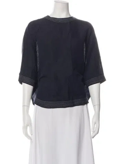 Pre-owned Lovebirds Crew Neck Three-quarter Sleeve Top In Blue