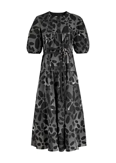 Lovebirds Diana Printed Cotton-poplin Midi Dress In Black
