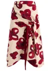 LOVEBIRDS LOVEBIRDS FLORAL-PRINT DRAWSTRING WOOL MIDI SKIRT