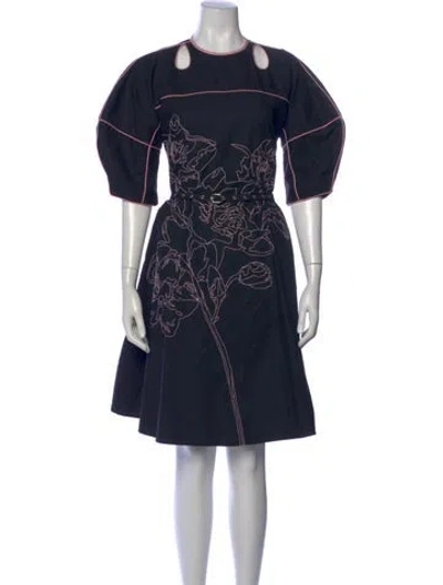 Pre-owned Lovebirds Floral Print Knee-length Dress In Blue