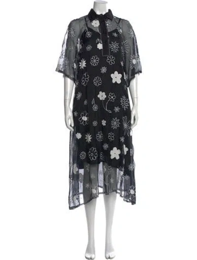 Pre-owned Lovebirds Floral Print Long Dress W/ Tags In Black