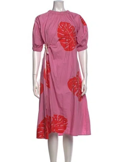 Pre-owned Lovebirds Floral Print Midi Length Dress In Multi