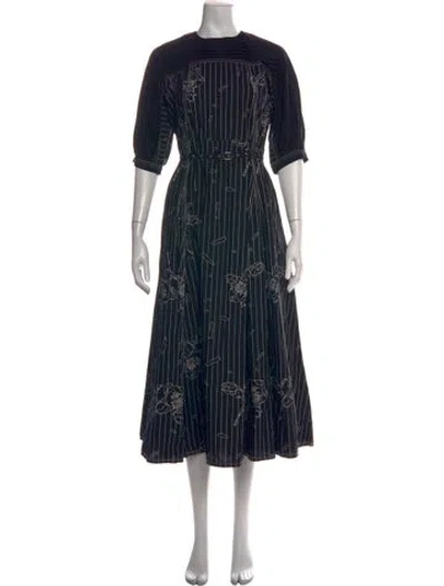 Pre-owned Lovebirds Floral Print Midi Length Dress W/ Tags In Black