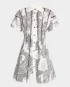 Lovebirds Glen Sketch-print Linen Mini Shirtdress In Ivory Foliage Print